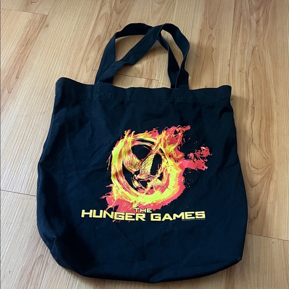 The Hunger Games Black Tote Bag Flaming